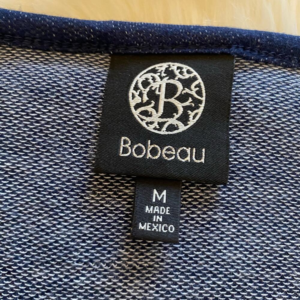 Bobeau Short Sleeve Pique Drop Waist Tunic Blue Medium - Picture 3 of 9